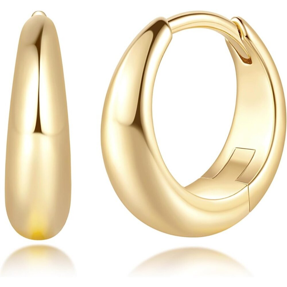 Gold Hoop Earrings For Women 14k Gold Hypoallergenic Lightweight 13-22mm